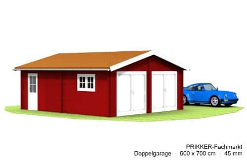 Blockhaus Doppelgarage Carport - 600 x 700 cm 45 mm Garage Doppel-Garage