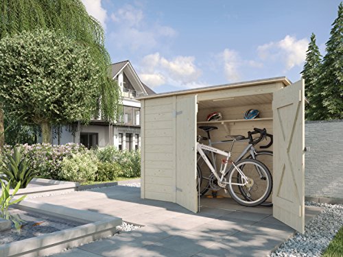 Weka Mehrzweckbox, Fahrrad- und Mülltonnenbox, natur, 219 x 100 x 151 cm