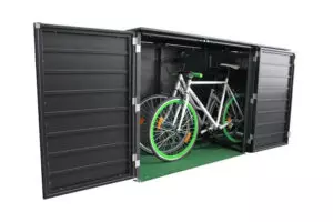 Komplett geöffnete Fahrradbox